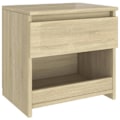 Pikkukuva 1 / 5: Yöpöytä vetolaatikolla ja lokero 40 x 30 x 39 cm puulevy, tammen värinen DEC033819 Flerfärgad