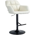 Miniatyrbillede 1 af 6: Barstol høj x1 med 360° rotationsfunktion i creme stof med dekorative syninger, sorte metalben 10_0005277 Grädde