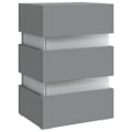 Miniatyrbillede 2 af 6: Sengebord med LED-lys og 3 skuffer 45 x 35 x 67 cm grå ingeniørtræ DEC034741 kastanj