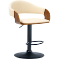 Miniatyrbillede 1 af 5: Retro chic design barstol med creme PVC sæde og valnødtræ, sort metal ben 10_0005291 kastanj