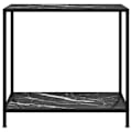 Miniatyrbillede 2 af 6: Funktionsdygtig konsolbord i stil med 80 x 35 x 75 cm i hærdet glas med marmorlook i sort og stål DEC032167 Svart