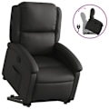 Miniatyrbillede 2 af 6: Fauteuil relax TV med komfortabel polstring, elektrisk løftefunktion i ægte sort læder DEC028065 Svart