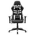 Miniatyrbillede 2 af 6: Kontorstol med gaming-funktion på hjul i sorte og hvide PVC DEC025954 Vit