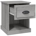 Pikkukuva 2 / 5: 2 kpl yöpöytiä laatikolla ja avoimella osastolla 39 x 39 x 47,5cm harmaata puuinsinöörityötä DEC035657 kastanj