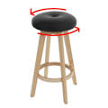 Pikkukuva 3 / 6: Baari stool x1 mustalla PVC:llä ja vaalealla puulla varustettu kääntyvä jalkatuki 04_0008595 kastanj