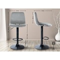Miniatyrbillede 4 af 6: Barstol x1 komfortabel metalfodstøtte i sort bueformet grå velour sæde 10_0004782 Grå