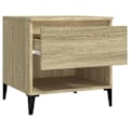 Miniatyrbillede 3 af 6: Sidetabel til sofa med skuffe 50 x 46 x 50 cm i ingeniørtræ farve eg DEC032422 kastanj