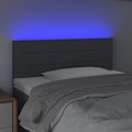 Miniatyrbillede 3 af 5: Hovedgærde til seng til soveværelse møbel med LED 90 x 5 x 78/88 mørkegrå stof Mörkgrå