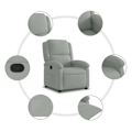 Miniatyrbillede 6 af 6: Fauteuil relax TV med komfortabel polstring og manuel vippefunktion i lys grå fløjl DEC027922 Grå