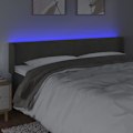 Miniatyrbillede 3 af 4: Hovedgærde til seng med LED-møbel 203 x 16 x 78/88 mørkegrå fløjl Mörkgrå