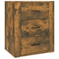 Pikkukuva 1 / 6: Yöpöytä 3 vetolaatikolla 50 x 36 x 60 cm ruskeaa insinööripuuta DEC033664 kastanj