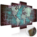 Pikkukuva 1 / 5: Acrylic glass wall decoration canvas map motif world bronze II 100x50 cm TVA110172