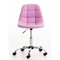 Miniatyrbillede 2 af 6: Rosa PVC og krom metal justerbar højde kontorstol taburet med hjul 10_0002491 Metall