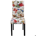 Miniatyrbild 3 av 4: Förpackning med 4 st rustik stil matstolar med flerfärgad blomsterdesign i tyg.