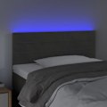 Miniatyrbillede 3 af 5: Hovedgærde til seng, soveværelse, møbel med LED 90 x 5 x 78/88 cm, mørkegrå fløjl TDL0200996