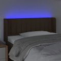 Miniatyrbillede 3 af 5: Senggavl tilbehør seng soveværelse møbel med LED 103 x 16 x 78/88 mørkebrun stof Mörkbrun