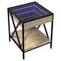 Pikkukuva 1 / 6: Yöpöytä LED-peilillä ja hyllyllä 40 x 40 x 49 cm tekopuu, lasi ja teräs DEC033145 kastanj