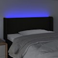 Miniatyrbillede 3 af 4: Hovedgærde til seng, soveværelse, møbel med LED 83 x 16 x 78/88 sort stof