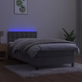 Pikkukuva 3 / 6: LED-sänkykehys vaaleanharmaalla samettipäädyllä 80 x 200 patja