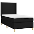 Miniatyrbillede 2 af 6: LED-sengestel med sengestel, hovedgærde og madras 80x200cm, sort stof TDL0209118