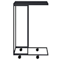 Miniatyrbillede 2 af 5: C-formet sidebord på hjul 40 x 30 x 63,5 cm sort ingeniørtræ DEC031296 kastanj