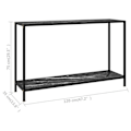 Miniatyrbillede 6 af 6: Funktionsdygtig konsolbord i stil 120 x 35 x 75 cm, hærdet glas med sort marmorudseende og stål DEC032105 Svart