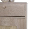 Miniatyrbillede 3 af 6: Aflastable, lavt bord, natbord, opbevaringsrum med skuffe, kubu rattan, MDF-look, eg 04_0008504 Flerfärgad