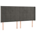 Miniatyrbillede 1 af 6: Hovedgærde til seng, møbel til soveværelse med sidekant 203 x 16 x 118/128 i mørkegrå velour.