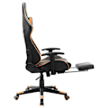 Miniatyrbillede 5 af 6: Kontorstol gaming med hjul og fodstøtte i sort og orange PVC DEC025783 Svart