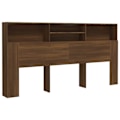 Miniatyrbillede 1 af 5: Hovedgærde med opbevaring, sengetilbehør, natbord, reol 200 x 19 x 103,5 MDF brun kastanj