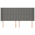 Miniatyrbillede 2 af 6: Hovedgavl accessory til seng soveværelse møbel med sidelæbe 203 x 16 x 118/128 cm mørkegrå stof TDL0204953 Grå