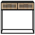 Miniatyrbillede 2 af 5: Moderne konsolbord til entre, sidebord med skuffer 80 x 30 x 75 cm ingeniørtræ og sort jern DEC032164 kastanj
