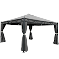 Pikkukuva 1 / 4: Pergola paviljonki puutarhakeinu tukeva rakenne 7, sivuseinällä + harmaa hyttysverkko 4 x 4 m