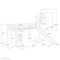 Pikkukuva 3 / 4: Lit mezzanine - LIT06176 - 90x200cm - Käännettävä tikas - Liukumäki mukana - Tähtitunneli Grå