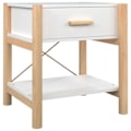 Pikkukuva 2 / 6: 2 kpl yöpöytiä laatikoilla ja hyllyllä 42 x 38 x 45 cm valkoista ja ruskeaa MDF-astiaa sekä metallia DEC034966 Vit