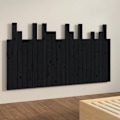 Miniatyrbillede 2 af 4: Hovedgærde til seng, væghængt møbel i paletstil, 146,5 x 3 x 80 cm, massivt sort træ Svart