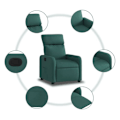Miniatyrbillede 4 af 6: Fauteuil relax TV med komfortabel polstring, manuelt hældningsfunktion i mørkegrøn stof DEC028215 Guld