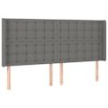 Miniatyrbillede 1 af 6: Hovedgavl accessory til seng soveværelse møbel med sidelæbe 203 x 16 x 118/128 cm mørkegrå stof TDL0204953 Grå
