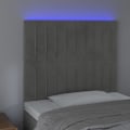 Miniatyrbillede 3 af 5: Hovedgærde - TDL - 80 x 5 x 118/128 cm - Lys gråt fløjl - Non-vaskbart - Indbygget LED