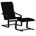 Miniatyrbillede 1 af 6: Moderne loungestol sofa design med fodskammel i sort stof DEC026537 Svart
