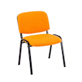 Miniatyrbild 2 av 3: Set om 4 stapelbare besöksstolar i orange tyg för väntrum med 4-fots svart metallunderrede 10_0003194 Metall