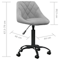 Miniatyrbillede 6 af 6: Arbejdshenjeseat med hjul i lys grå fløjl DEC025041 Grå