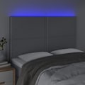 Miniatyrbillede 3 af 4: Hovedgærdet til seng med LED-møbel i soveværelse 144 x 5 x 118/128 lys grå stof