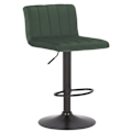 Miniatyrbillede 1 af 6: Barstol x1 drejbar justerbar højde sæde quiltet i grøn velour og sort metal 10_0005002 Metall