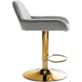 Pikkukuva 2 / 6: Baari stool x1, kullattu jalat kaareva kultainen metallijalka, harmaa sametti-istuin 10_0004542 Grå