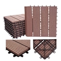 Pikkukuva 2 / 6: 11 kpl WPC-laattat, puun näköinen viimeistely parvekkeelle/terassille 30 x 30 cm = 1 m² väri kahvi pystysuora viiva 04_0006196 kastanj