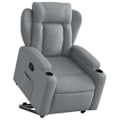 Miniatyrbillede 1 af 6: Fauteuil relax TV med behagelig polstring, elektrisk løftefunktion i lys grå stof DEC027906 Grå
