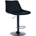 Miniatyrbillede 1 af 6: Barstol x1 justerbar i højden, 360° roterende, sæde i sort PVC med vertikal syning, sort metalben 10_0005423 Metall