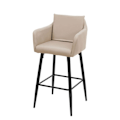 Miniatyrbillede 1 af 6: Barstol høj stol med metalfodstøtte, syntetisk taupe sæde, moderne design 04_0005293 Metall