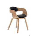 Pikkukuva 1 / 5: Toimistotuoli ilman pyöriä, vieraalle, kankaan ja puun retro design ja mukavuus, luonnollinen ja tummanharmaa.